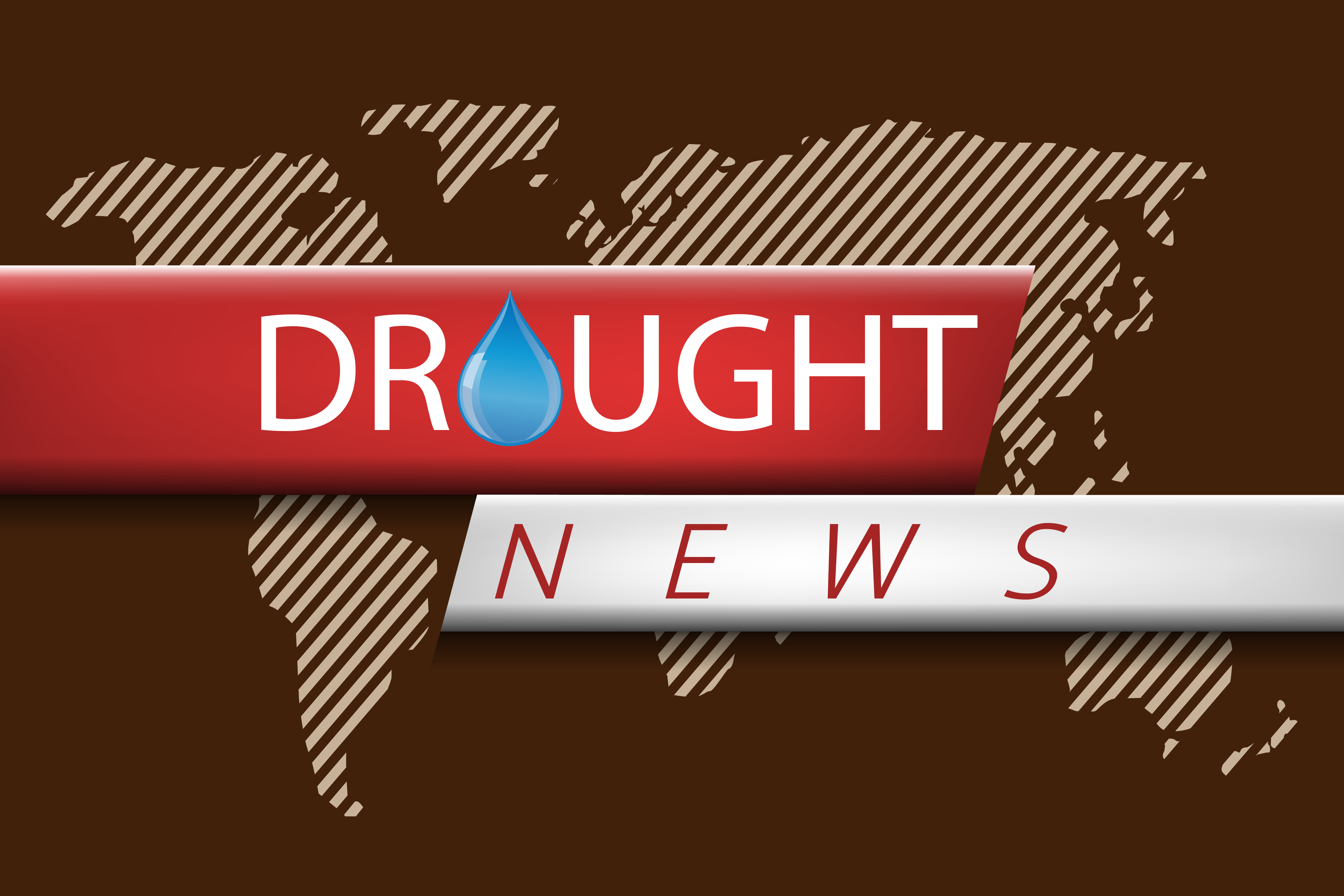 Words "Drought News" with the 'O' stylized as a water drop.