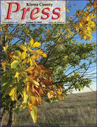 Photo of the week from the October 23, 2026, edition of the Kiowa County Press in Eads, Colorado - Hints of fall color as the first frosty nights settle in Kiowa County. - Jeanne Sorensen.